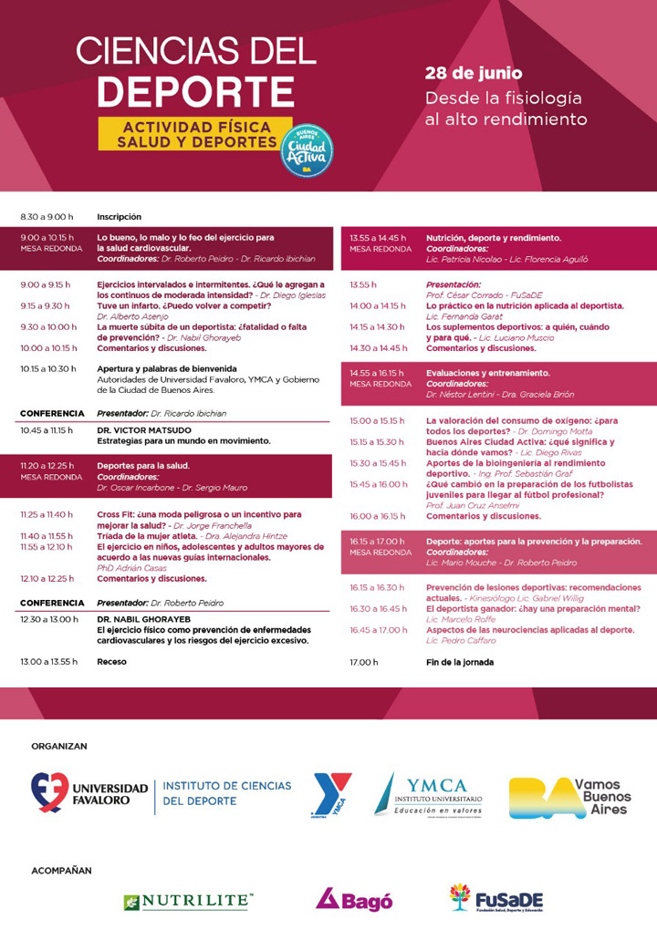 Cronograma de la Jornada Ciencias del Deporte