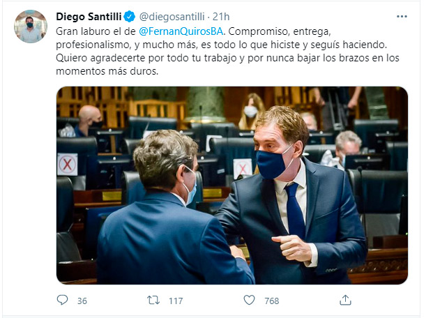 Diego Santilli en Twitter.