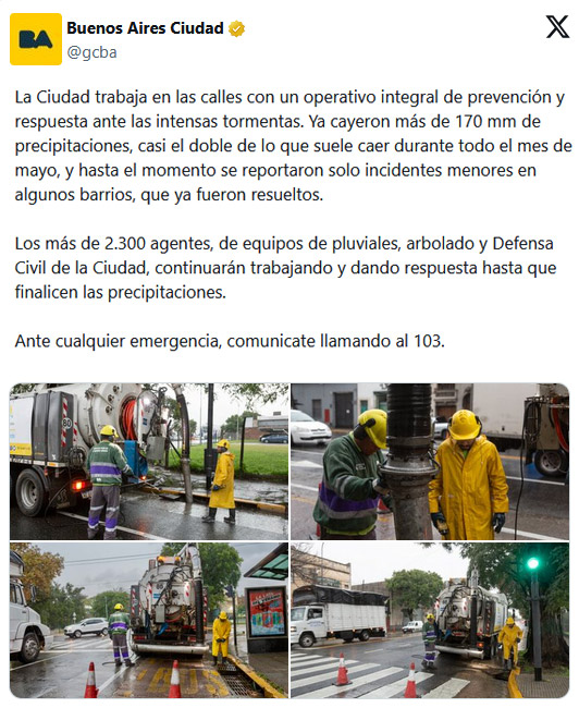 Operativo por fuertes tormentas