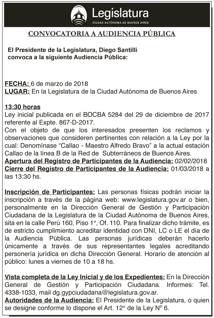 Audiencia Pública del 06 de marzo de 2018