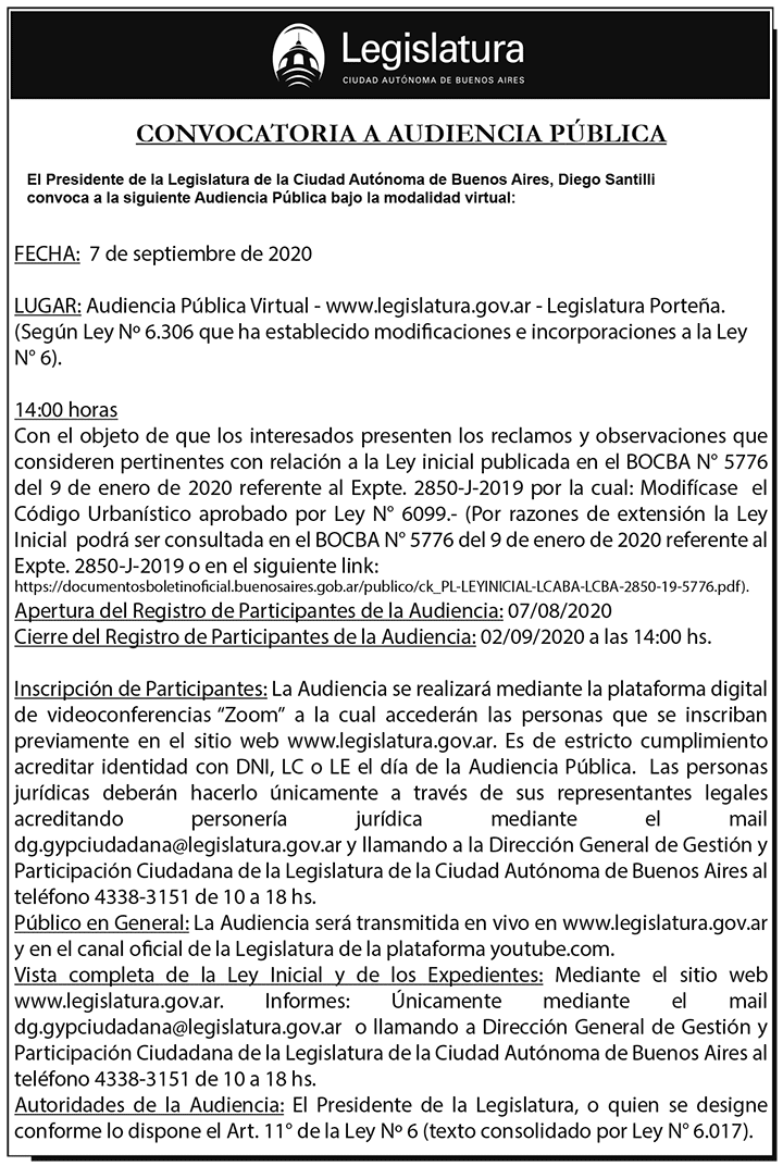 Audiencia pública del 7 de septiembre de 2020