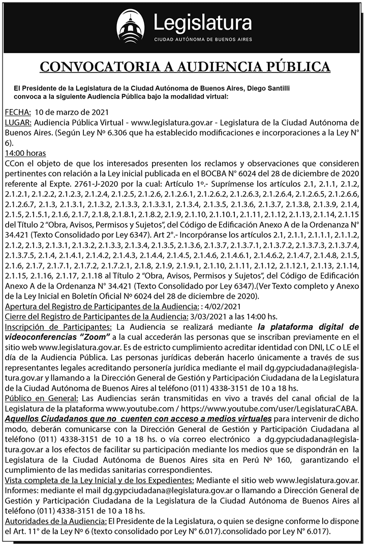 Audiencia pública del 10 de marzo de 2021