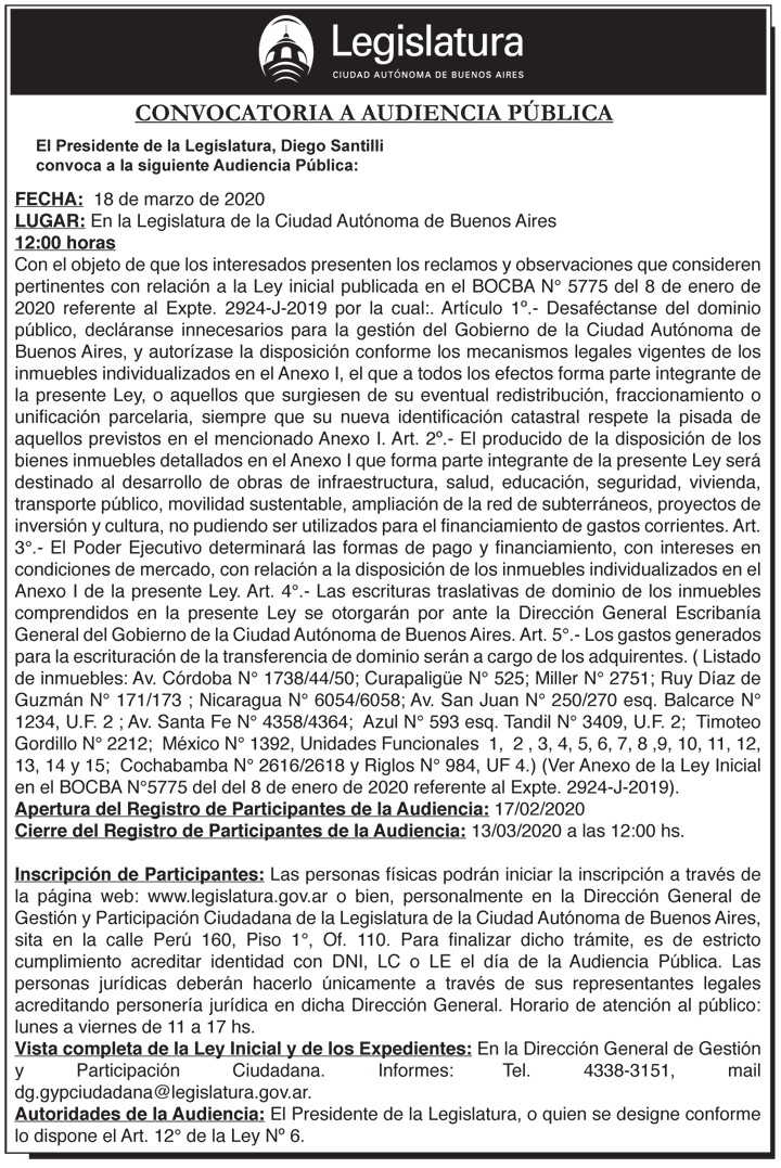 Audiencia Pública del 18 de marzo de 2019