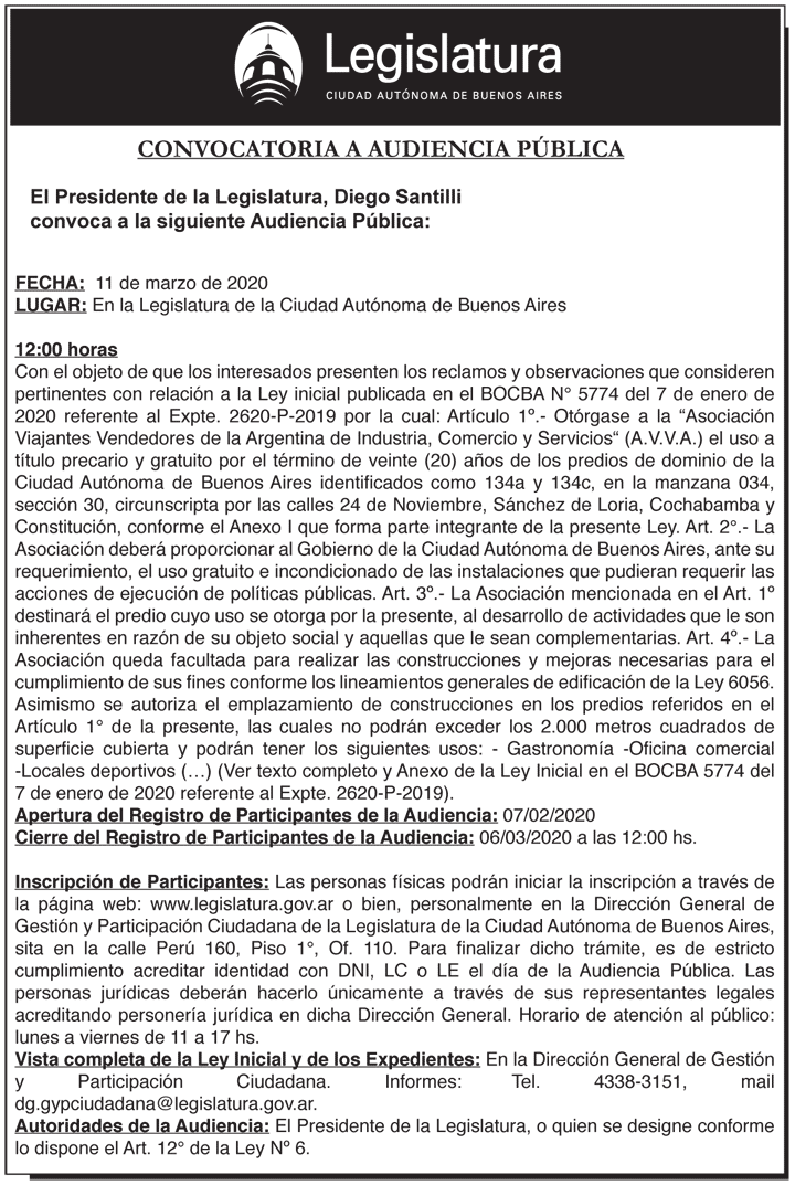 Audiencia Pública del 11 de marzo de 2019